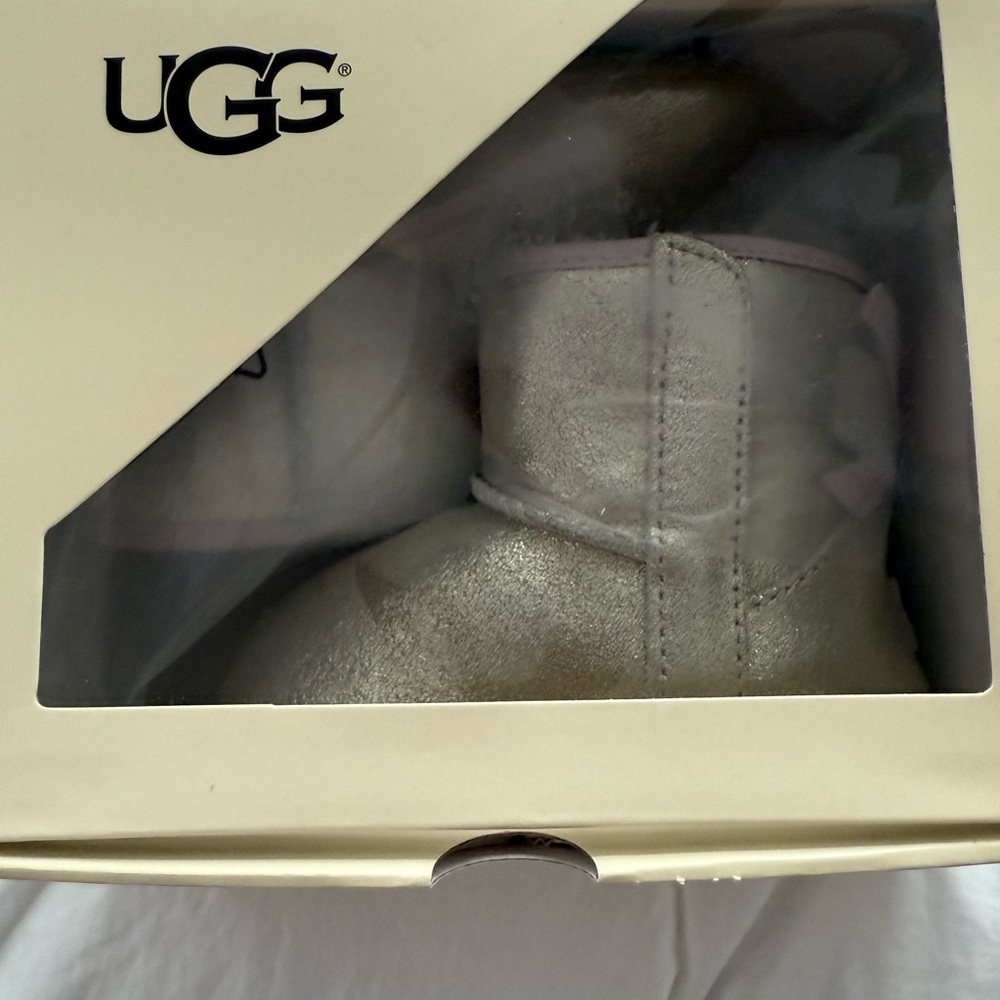 UGG Kids Metallic Silver Booties